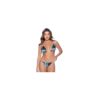 Bikini Triangle Imprimé Satiné Bleu & Beige 